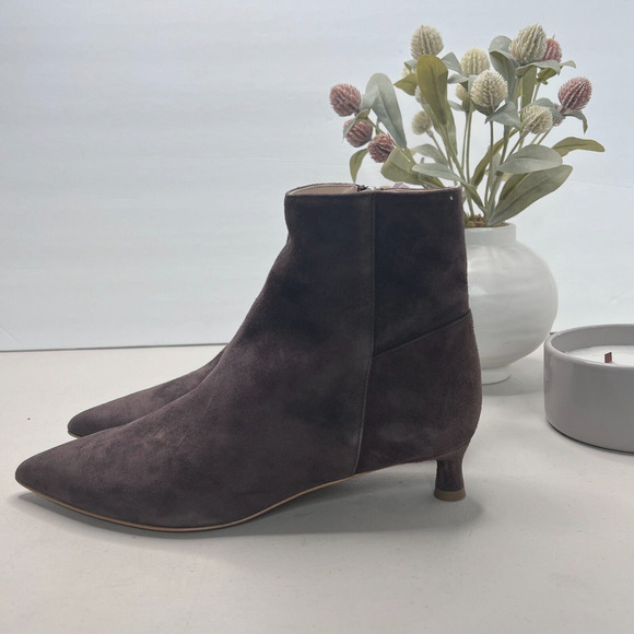 Everlane The Editor Suede Boot Side Zip Pointed Toe Brown Women's 6.5 Tried On - Picture 1 of 9